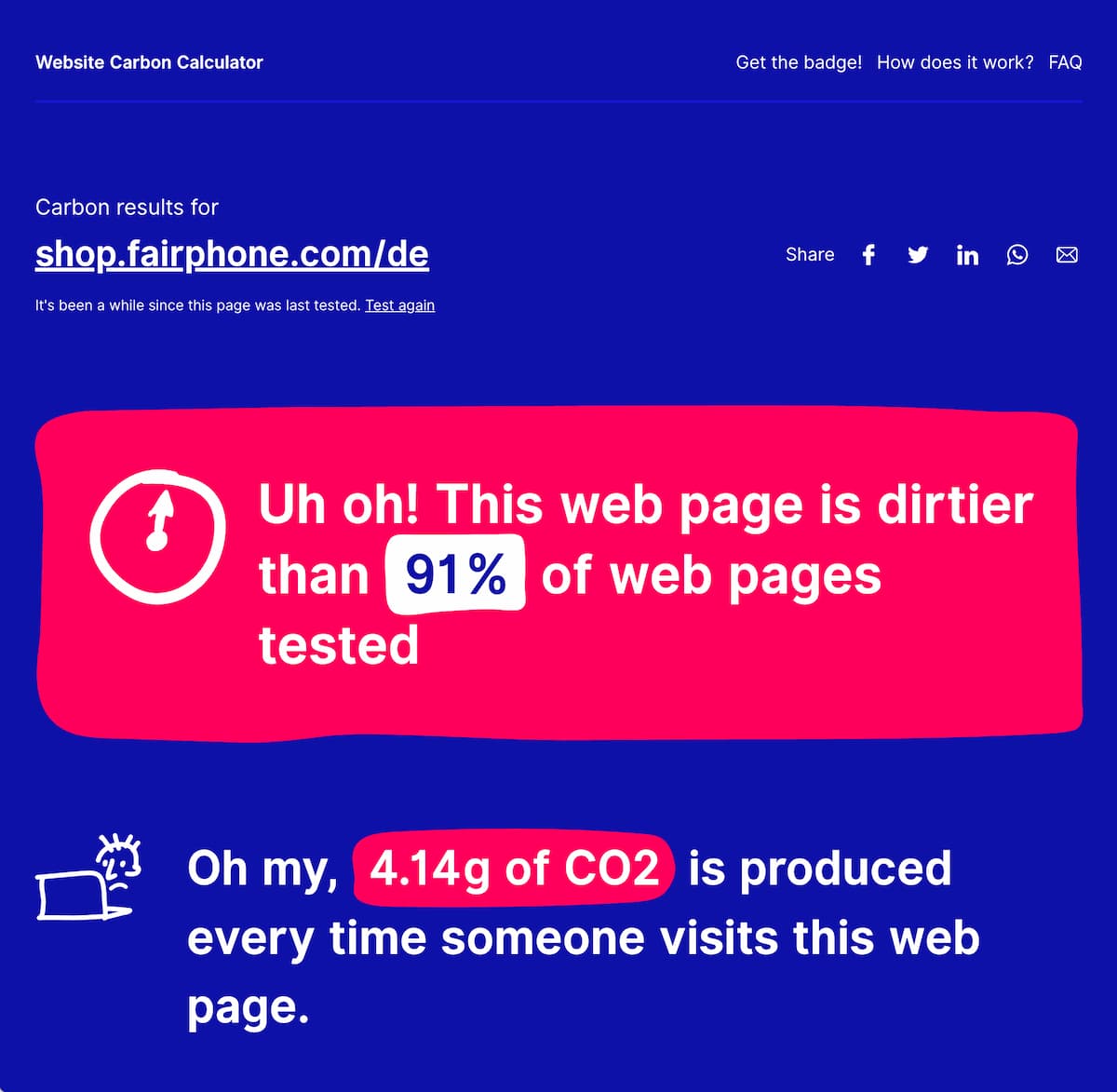 website carbon footprint of the fairphone