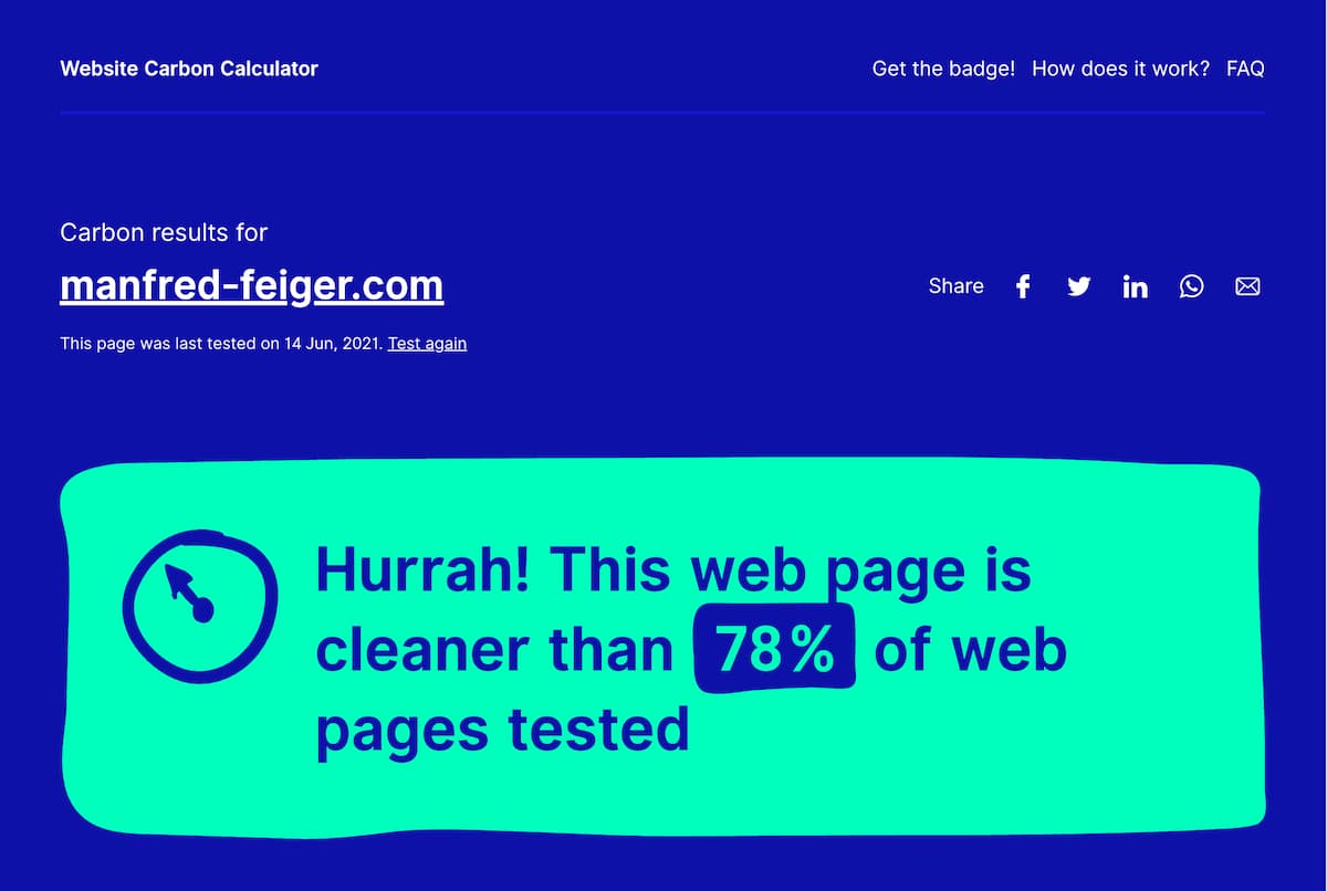 website carbon footprint of manfred-feiger.com as a way to measure on your impact / your digital sustainability