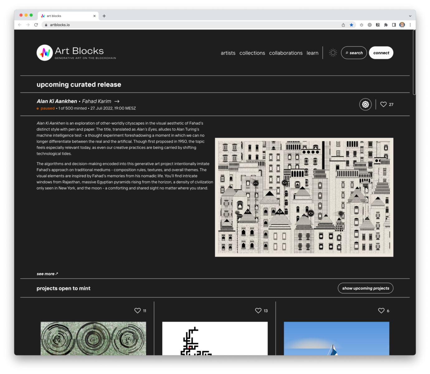 AI art gallery art blocks