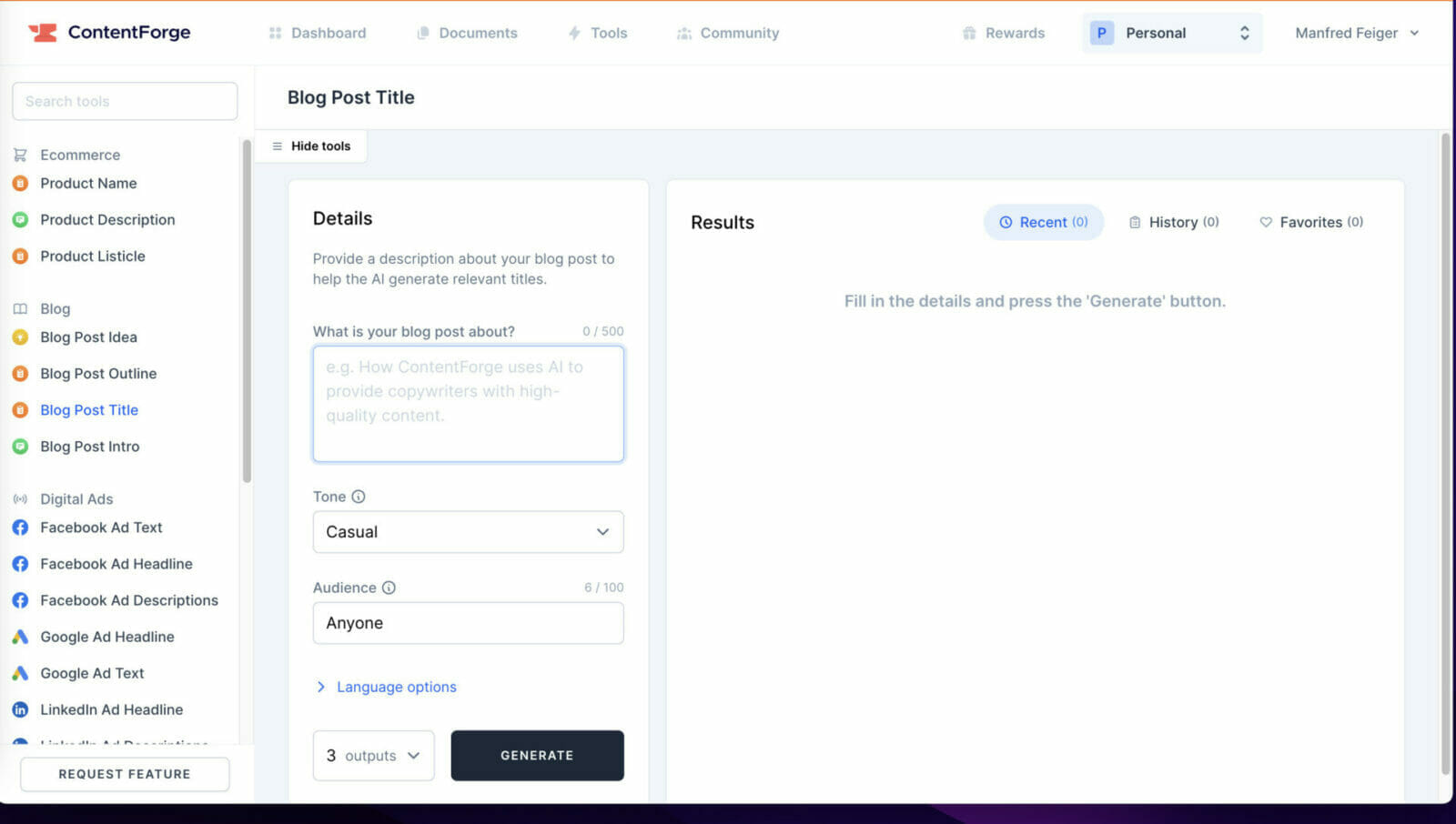 Contentforge an AI assistant for writers