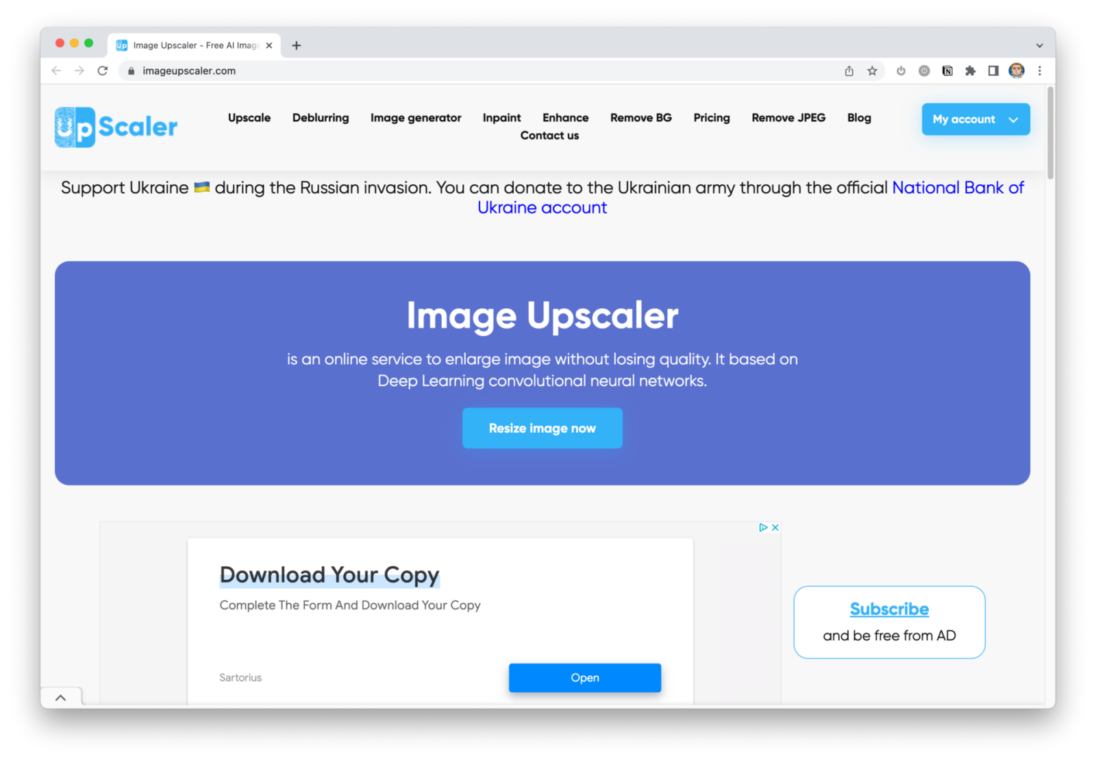 AI Image upscale tool