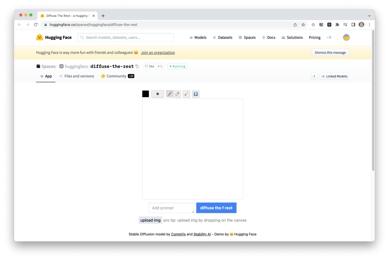 Stable Diffusion on huggingface
