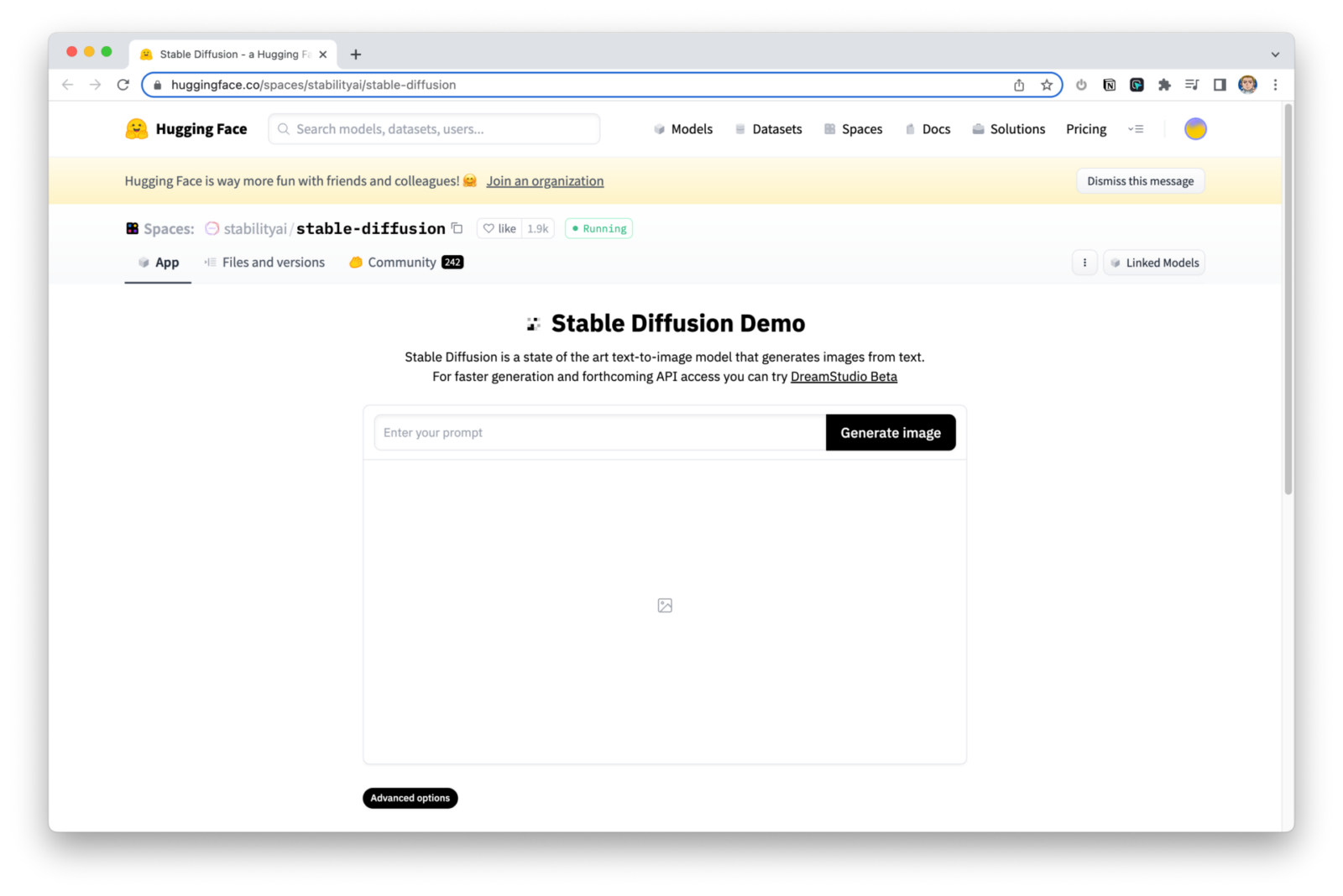 Stable Diffusion on huggingface