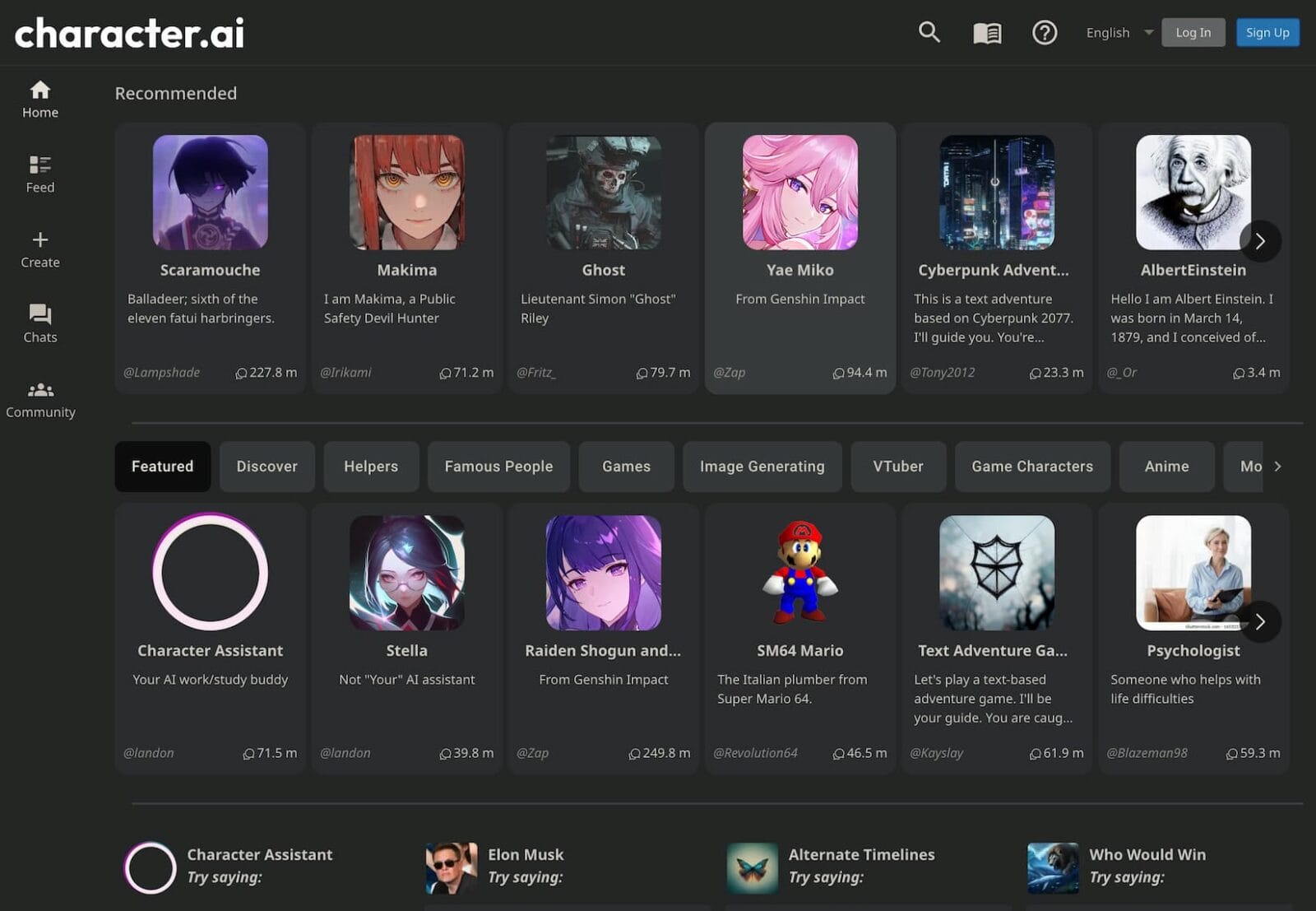 AI Companions example: character.ai